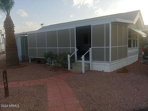 Highly sought after active adult community, Val Vista RV Resort! Great one bedroom unit! Would make a great rental! Many amenities such as Brand new A/C, WiFi, Ironing board & Iron & Storage Shed! Kitchen recently remodeled! Stove top and convection ...