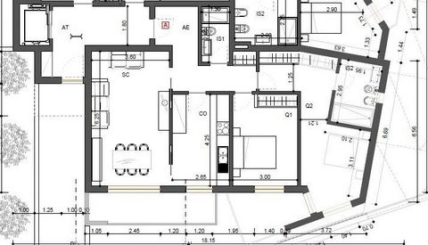 Nouvel appartement de 2 chambres à São Martinho do Bispo, Coimbra A - LOGEMENT T2 ENTRÉE AE/HALL DE CIRCULATION 10.12m² SALLE COMMUNE SC 22.50m² Co CUISINE 11.26m² Q1 CHAMBRE 12.75m² Q2 CHAMBRE 18.94m² IS1 SANITAIRES 3.38m² SANITAIRES IS2 5.75m² LOA ...