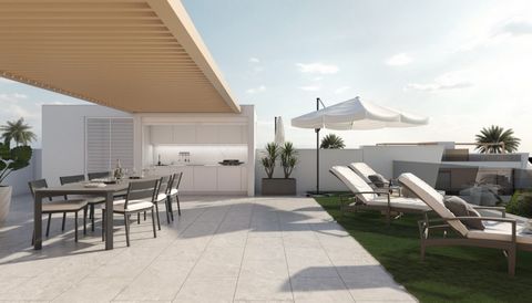 NIEUWBOUW BUNGALOW APPARTEMENTEN IN SAN PEDRO DEL PINATAR Nieuwbouw wooncomplex van mooie moderne 3 slaapkamers bungalow appartementen in San Pedro Del Pinatar De begane grond bungalow hebben een terras met prive tuin De bungalows op de bovenste verd...