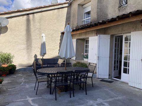 Set in the heart of Chateauneuf-sur-Charente, this spacious townhouse has a large, raised terrace with rooftop views. Contact us for a video tour. The front door opens into large kitchen dining room. The kitchen has a range of fitted units and applia...