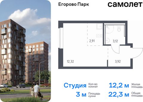 Продается квартира-студия. Квартира расположена на 9 этаже 12 этажного монолитного дома (Корпус 3.1, Секция 3) в ЖК «Егорово Парк» от группы «Самолет». ЖК «Егорово Парк» — подмосковный жилой комплекс комфорт-класса на юго-востоке Подмосковья в 20 мин...