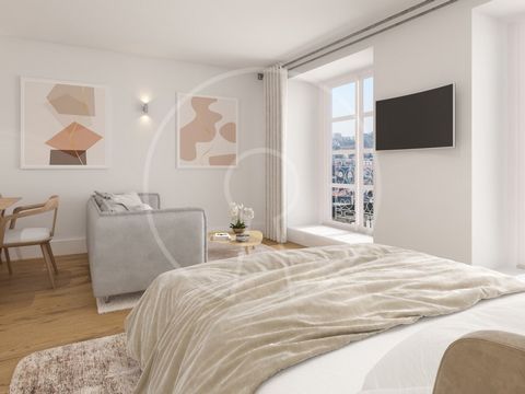 New T1 in Palacete completely rebuilt. The T1 is located on the 1st floor of the Palácio Fervença Development and consists of a living room with kitchenette, 1 suite and 2 bathrooms. Due to the architectural characteristics of this flat, it will be p...