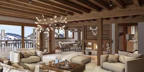 La Clusaz, Vallée des Aravis, 200 m from the Télémix de l'Etale and 70 m from the La Combe des Juments chairlift, this luxury chalet offers 260 sqm, deliverable in the first quarter of 2024. 4 levels served by lift. Kitchen on dining room and living ...