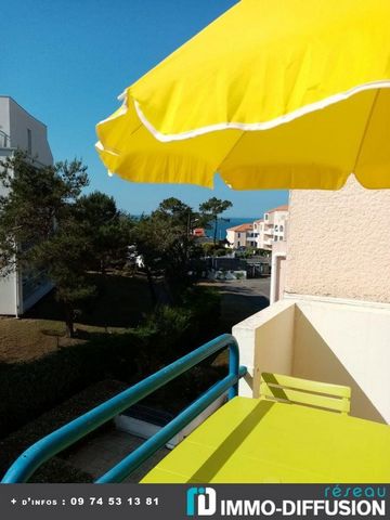 Fiche N°Id-LGB167924 : Les sables d'olonne, secteur Pironniere, 2 Pi?ces t2 vue mer grand balcon d'environ 23 m2 comprenant 2 piece(s) dont 1 chambre(s) + Balcon de 4 m2 - Vue : Vue mer - Construction 1986 R?sidence - Equipements annexes : balcon - -...