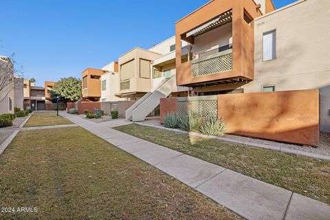 Don't miss this pristine one-bedroom, one-bath condo in Sunrise Phase One, ideally located along the greenbelt with scenic trails for biking, running, or walking your pet. Enjoy beautiful views of golf courses and mountains, including Camelback and P...