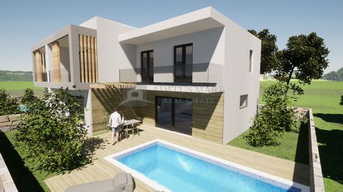 Srima, Vodice - house with pool for sale   Two semi-detached houses for sale in Srima - 270 meters from the beach The facility is currently under construction, and you will have two identical residential units. Each residential unit (house) is locate...