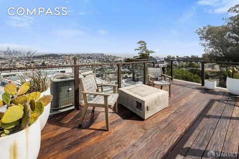 Modernes Haus in Bernal Heights mit atemberaubender 360-Grad-Dachterrasse! Diese stilvolle Residenz wurde 2018 erbaut und erstreckt sich über 4 Ebenen mit 4 Schlafzimmern, 4,5 Bädern, einem Medienraum oder einem Fitnessraum sowie Wohnbereichen, die s...