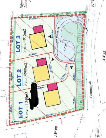 AGEN Pont du Casse - Terrain à bâtir de 3500m2 envrion pouvant accueillir 3 terrains de 1000m2 chacun environ. Il est situé dans un lotissement calme proche des commerces et des transports en commun. Etude de sol réalisée et faisabilite également. Ra...