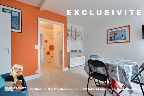 Loire-Atlantique, La Baule-les-Pins (44500), En exclusivité, dans une résidence face mer, avec vue latérale mer, appartement rénové disposant d'une cuisine séparée équipée, Séjour /Salon attenant à la chambre avec balcon en vue verdure, au calme, sal...