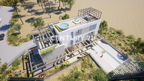 UMAG, BUILDING LAND FOR SALE WITH A PROJECT FOR A FAMILY HOUSE WITH A SWIMMING POOL In a beautiful location, only 700 m from the beaches and 3500 m from the center of Umag, a beautiful, modern villa with a swimming pool of 225 m2 will be built. The d...