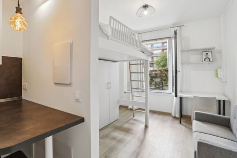 Situated on the ground floor of a secure building on rue Stendhal, our 19 sqm studio ensures optimal comfort throughout your Parisian stay. The building features a dual-entry system with code and badge access, leading to a generous courtyard that con...