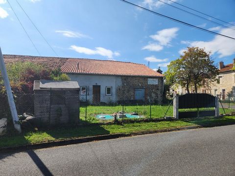 Abzac - Renovation in the village. Orginally a barn, and 2 houses. There is a large front garden which has been fenced and gated. The house has one large room with fire, kitchen units and pvc door, another room, and connected to a barn, then one othe...