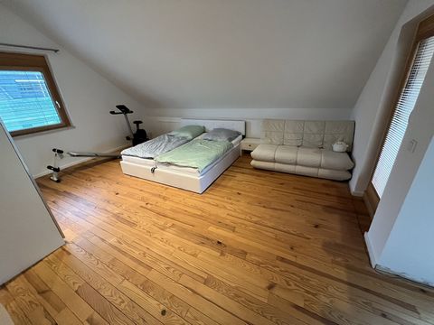 Rental newly renovated and newly furnished Attic of a single-family house (Year 2011, new building area) with separate outside staircase and entrance. Open design with living/dining room/kitchen, bedroom and maisonette empore (office/desk and guest b...
