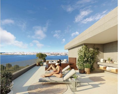 2-bedroom Duplex with rooftop terrace in Seixal (Lisbon area) located in the new and exclusive RIVA, a development on the riverfront, with views over Lisbon, in a condominium with outdoor swimming pools, gardens, sun decks, pit fire, cinema room, co-...