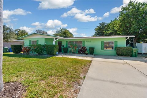 Wonderful ranch style, block home has a newer roof (2019), HVAC (2018) and the exterior painted (2021). Impact windows (all but 4) and hurricane shutters too! So much storage built into this house! Even in the over-sized laundry room! The front room ...