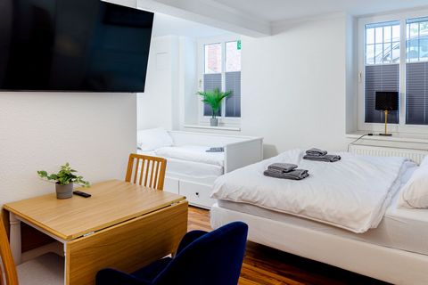 Welcome to our modern apartment at Rostock Central Station! This accommodation offers space for 4 people and has newly furnished rooms with a comfortable king size bed, a small kitchen, a modern bathroom and Wi-Fi and TV. Furthermore, you will find a...