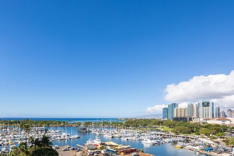 Welcome to Harbor View Plaza! Million Dollar Views! Beautiful Ocean, Marina overlooking the boat harbor, Ala Moana Beach Park, and city views. This newly updated 2 bedroom unit includes a spacious kitchen, laundry, dining, and a living room that open...
