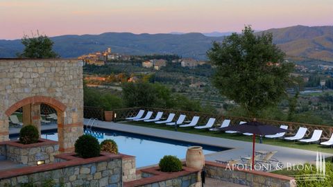 Stone residence with luxury hotel, spa, swimming pool, park, vineyard and olive grove for sale in Radda in Chianti. Nestled among the rolling hills combed by generous vines, in a place where in addition to excellent wine the Tuscans share their cheer...