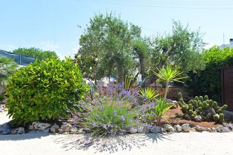 Pretty trullo holiday home with classic extension and above-ground pool in the garden near Cisternino. Up to 6 people can be accommodated here. Enjoy the Apulian sun on the spacious terrace and treat yourself to a dip in the pool. The location of the...
