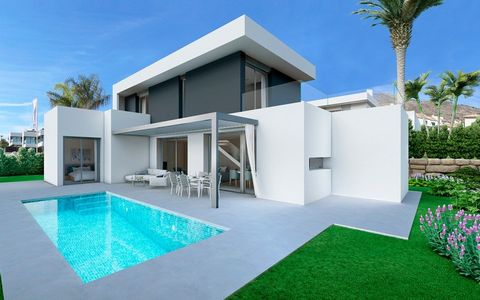 ▷3 New Construction Villas in Finestrat with Private Pool 7.5x3. View of the Sea and the Sierra Cortina Mountains, 5Km from the Magnificent Beaches of Benidorm. The villas have a living area of 177 m2, a plot of 600 m2 and a covered parking space. La...