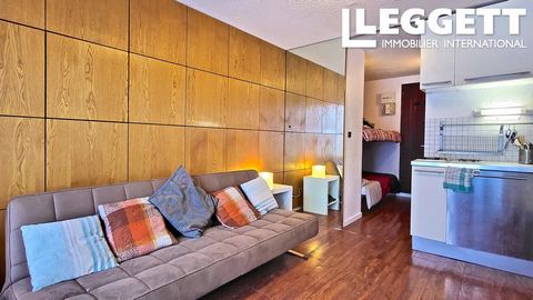 A26349NDY38 - This cosy ski studio apartment 20m2, has a south facing patio with views towards the peak de la Muzelle, the famous glacier topped mountain that is the icon of Les Deux Alpes, towering above the buildings as you enter the main drag. The...