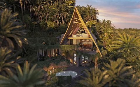 Villa Sarang Concept . The name comes from Balinese word meaning the “nest”. This two bedroom detached villa is situated on the very steep slope by the tropical river with waterfalls in Laplapan, Ubud. Being just 50 meters away from the water its ope...