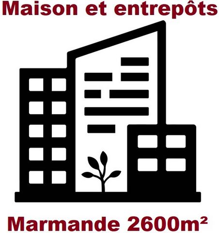 Marmande centre (47200) - Proprietes-Privees vous présente cet ensemble immobilier composé d'une maison de 500m² et de plusieurs bâtiments. Le tout est implanté sur un terrain d'environ 2600m² - Grand rectangle d'environ 62m x 41m de façade. Beaucoup...