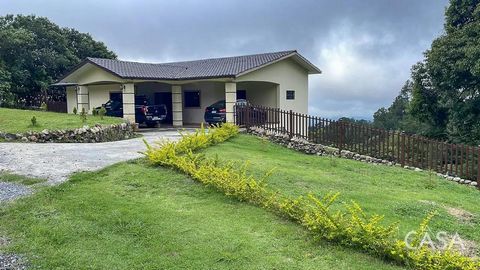 This property is located in Volcancito, Boquete, Chiriquí, offering both sale and rental options. It sits on a flat lot with a slight slope, spanning 2,016 square meters. The home itself covers 187.14 square meters and features three bedrooms and thr...