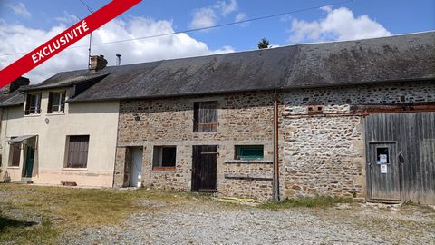 In a Hamlet of Pré en Pail, Sandrine Murati offers you this stone house to RENOVATE of 105 m² currently on the ground floor a kitchen open to the dining room, a bedroom or office, a bathroom with WC, upstairs is find 3 bedrooms, a bathroom and a toil...