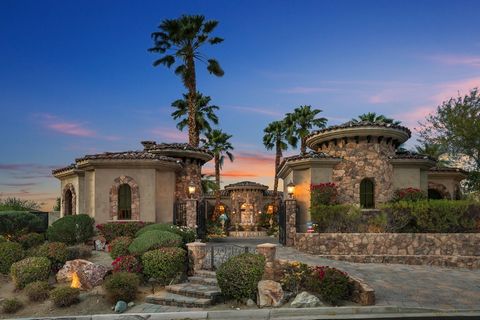 This classic Mediterranean Villa with stunning panoramic views was built on a premier lot in Ironwood Country Club in 2007. The private remote controlled gate opens to a beautiful courtyard with a 3 tiered fountain. Tall double doors lead you into th...