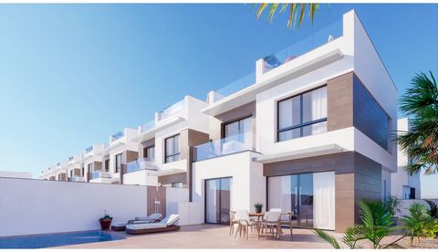 3 Bedroom, 3 bathroom villa with Solarium and pool in Benijófar. New, modern and stylish properties under construction consisting on the ground floor of an open plan living/dining/kitchen area, 1 of the bedrooms, a bathroom and from the living room t...