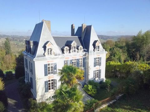 Nestled in the heart of Béarn, just 15 minutes from Orthez, this Napoleon III period castle, completely renovated, stands on a hill offering a panoramic view of its 4-hectare park. With a total surface area of approximately 520 m², including 150 m² o...