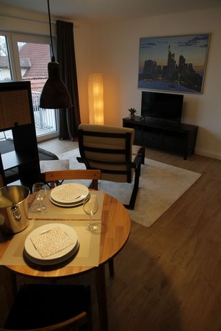 1 room apartment 39qm fully furnished 1st floor in a well-kept 7-party house underfloor heating Electric shutters Year of construction 2020 Entrance area and living/sleeping area tiled in oak wood look Bathroom with shower, sink, toilet and heated to...