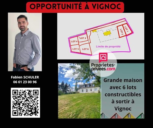 Aux portes de Rennes sur la commune de VIGNOC. Profitez de cette opportunité pour investir dans un bien immobilier qui vous offre un grand potentiel d'agrandissement et d'aménagement grâce à ses 6 lots à bâtir d'environ 300 m2 chacun avec un certific...