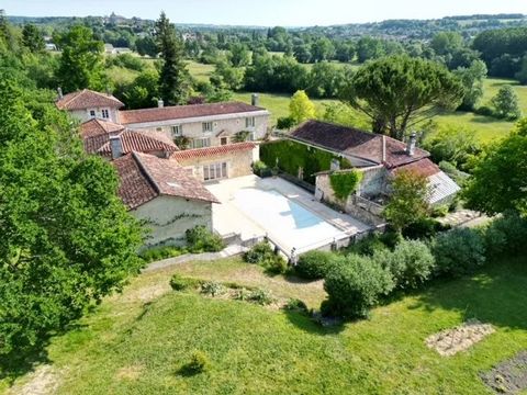 A perfect business opportunity! Beautiful manor house part of it being set up for B&B. There are two gites both with 2 bedrooms, 12m x 6m salt water pool with solar power, yoga studio, potential gym, office and various outbuildings, all in good order...