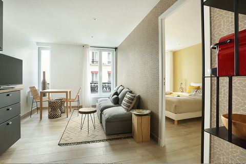 Charmant appartement avec 2 chambres et 1 salon, moderne, entièrement équipé et décoré avec goût. Au coeur de Paris, à 13 minutes de L