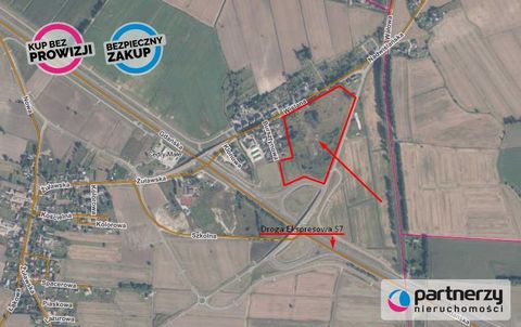 FOR SALE INVESTMENT PLOT with an area of approx. 68 963m2 located at the exit loop from the national S7 at the height of the village of Cedry Małe (total the entire plot 89 715m2 including 68963m2-26. P and 20752m2-R) The price shown in the advertise...