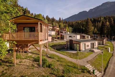 This modern, detached chalet is located on the car-free Chalets & Glamping Nassfeld holiday park, which opened in May 2022. It is located on the edge of the forest and the small skiing area of Vorhegg. The small centre of Kötschach-Mauthen is 650 m a...