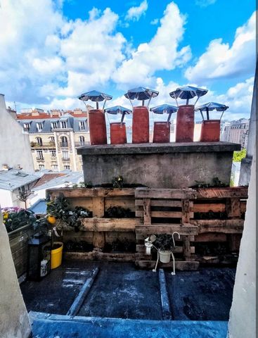 Cosy little studio with the beautiful view on the rooftops of Paris and Eifeltower. Newly renovated with all the confort and mezannine bed. The studio has a small kitchen with microwave, electric plate and a fridge, shower and toilet inside. The stud...