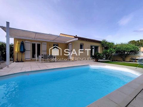 Maison 4 faces de 110m² T5 de plain pied avec piscine, jardin, garage 4 chambres