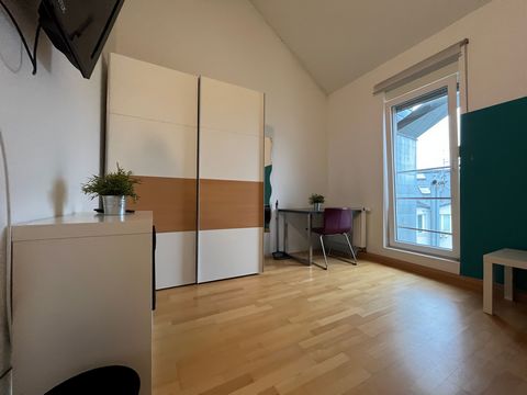 This apartment is a studio designed for one person. It is located on the 5th floor. The elevator goes up to the 4th floor, from there you can reach the 5th floor via a staircase. The apartment is only a few minutes' walk from the Postgalerie/Europapl...