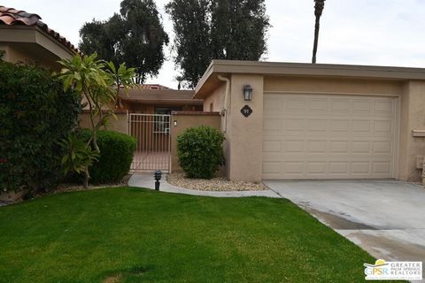 Located in the prestigious Sunrise Country Club in Rancho Mirage. This Granada plan features 2 bedrooms, 2 bathrooms, and a large open living area. Wood look, ceramic tile throughout, for easy maintenance. Start with the private courtyard entry, whic...