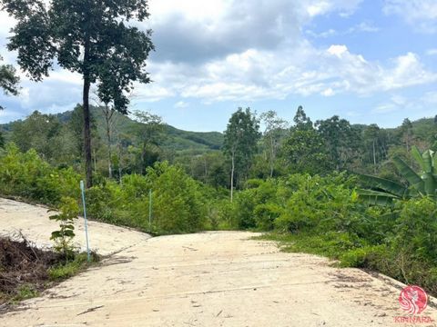 Prime 2.5 rai land for sale in Tha Yu, Phangnga. Ideal for luxury villa development, offering stunning mountain views and a serene natural environment. This property, situated adjacent to a public road, ensures convenient transportation and is in clo...