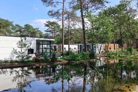 This modern chalet is located in the spacious holiday park Resort De Zanding, surrounded by nature reserves, including De Hoge Veluwe National Park, which can be found 19 km northwest of the pleasant city of Arnhem. The small-scale center of Otterlo ...