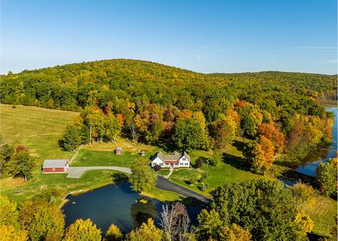 Quintessential Hudson Valley Farmhouse. Nestled at the end of a country road in Gallatin overlooking your own stocked fishing pond, is this storybook setting with 265.17 acres of privacy. The home was newly constructed in 2011 from the original c.178...