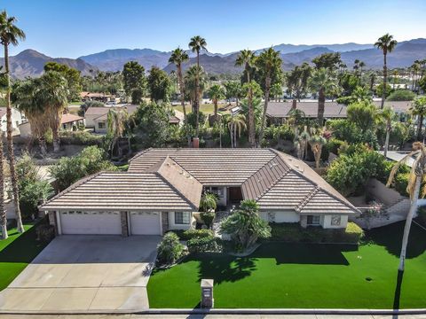 Desirable Canyon Cove in South Palm Desert with no HOA fees! Leisure backs to the south on an oversized lot (13,068 sq. ft.) with mature landscaping, a gorgeous private pool & spa, large artificial putting green as well as artificial turf in the fron...