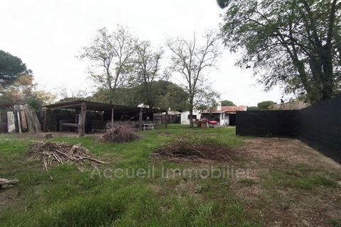 Single-storey Mazet in a quiet, south-facing location with no overlooked views. Plot of approximately 571 m², hangar, garden shed, outdoor bar. Terrace, fireplace. Espiguette sector, approximately 500 m from the lake. 235 000 € Fees paid by the owner...