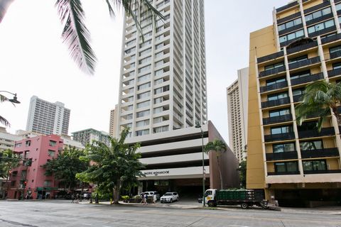 Conveniently located in the center of Waikiki! A fully furnished one-bedroom, one-bath unit in the Pacific Monarch. Currently in the Hotel Rental Program. Relax at the rooftop pool, enjoy with 360-degree views of the Ocean, mountains, and town. Just ...