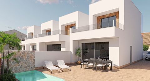 Discover the modern new build semi-detached villas in El Mojón, Pilar de la Horadada. These properties, designed in a contemporary style, offer 3 bedrooms, 2 bathrooms, an open plan kitchen to the living room and fitted wardrobes. Each villa includes...