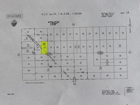 Beautiful 5 acre lot bisecting 29 Palms Hwy in 29 Palms. Map location is approximate.